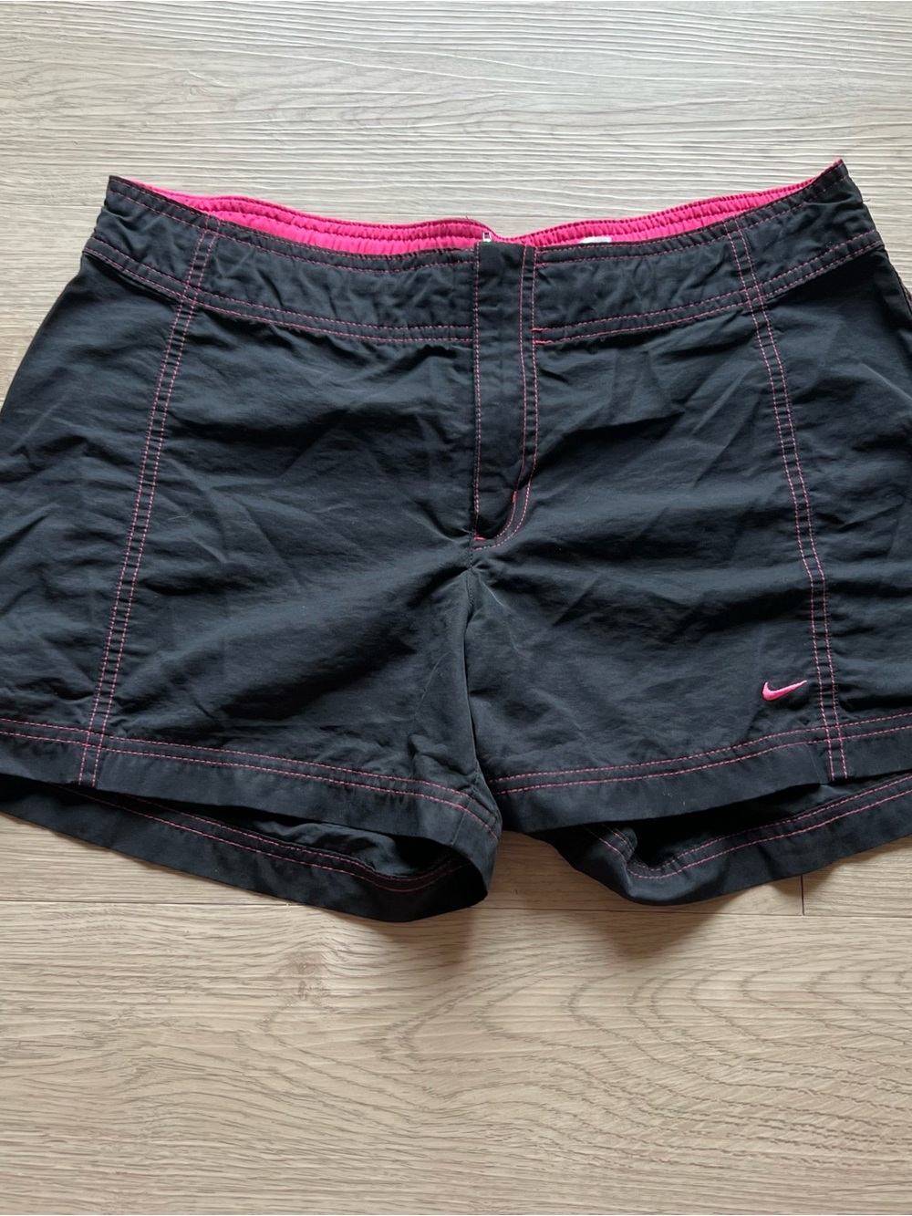Nike Y2K Women's Black Shorts with Pink Trim